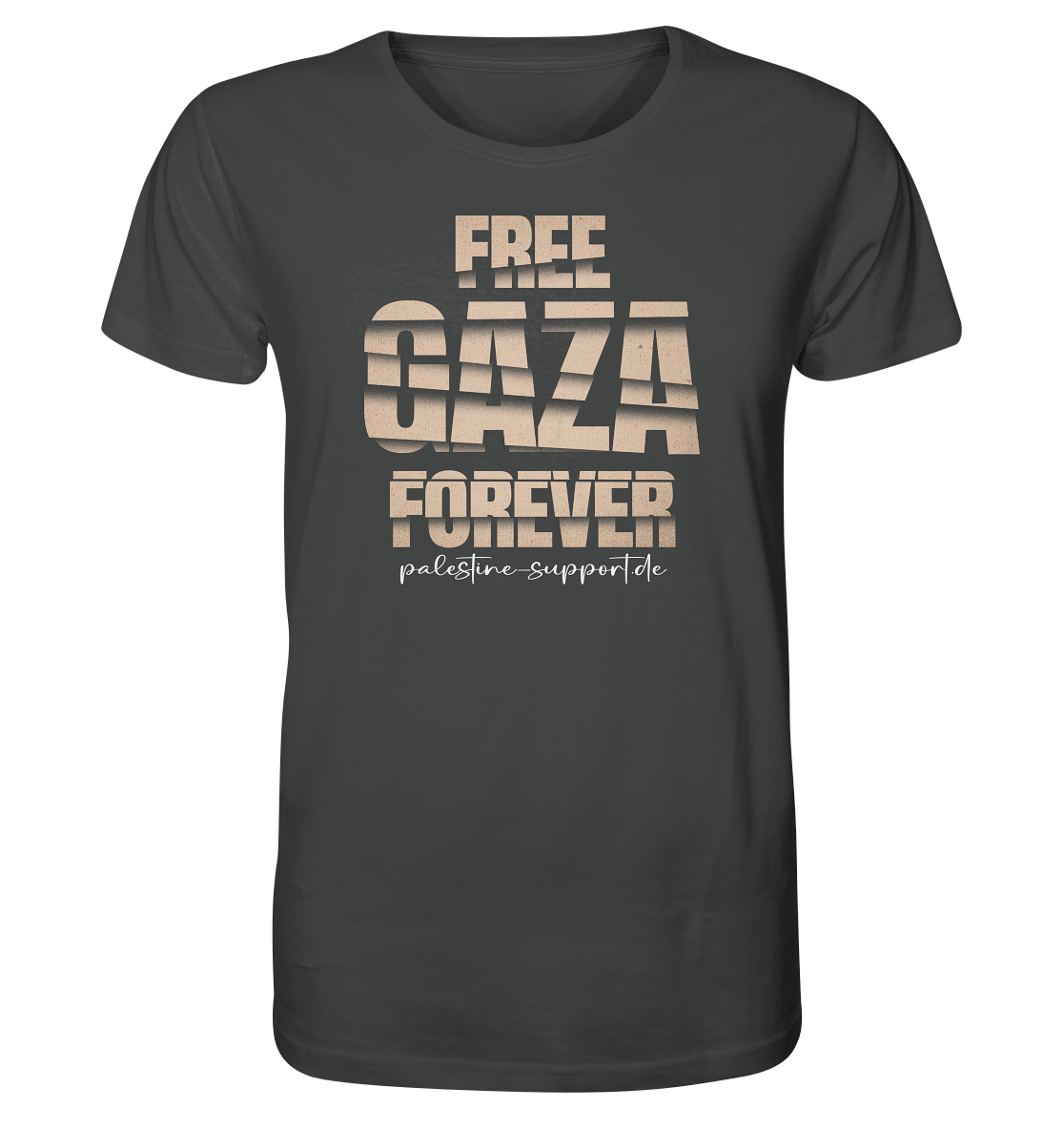 Free Gaza - Herren Shirt -mit palestine-support und Free Gaza forever in Gold Schriftzug in Anthracite