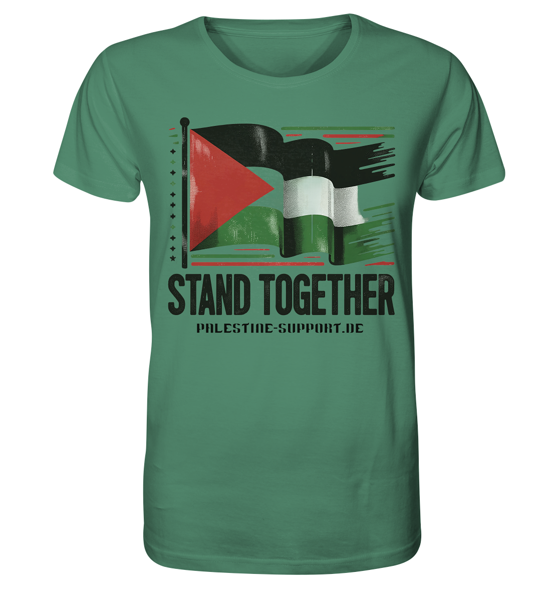 Herren Tshirt mit Stand Together Schriftzug und 3D Palästina Fahne in Green Bay