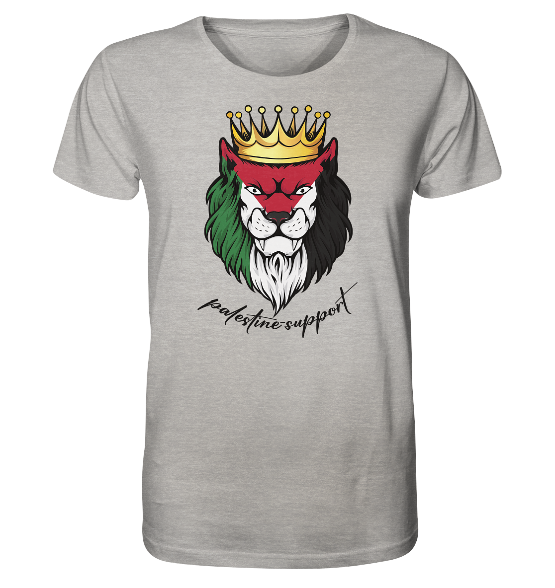 Herren Streetwear Tshirt mit Palästina Löwen Motiv in Heather Grey