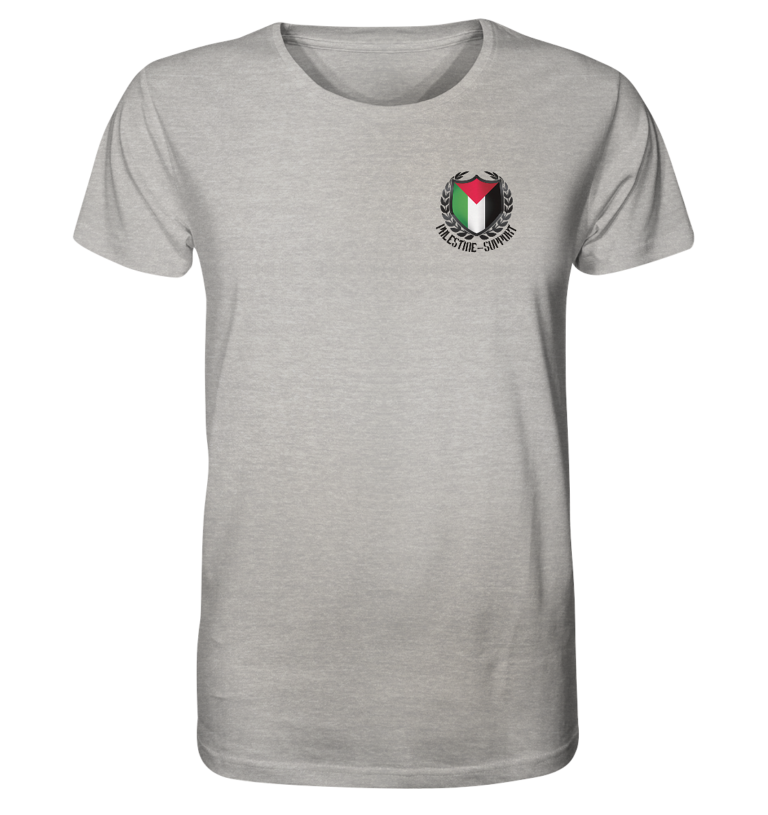 Herren Trainings-Shirt mit Palestine Support Motiv in Heather Grey