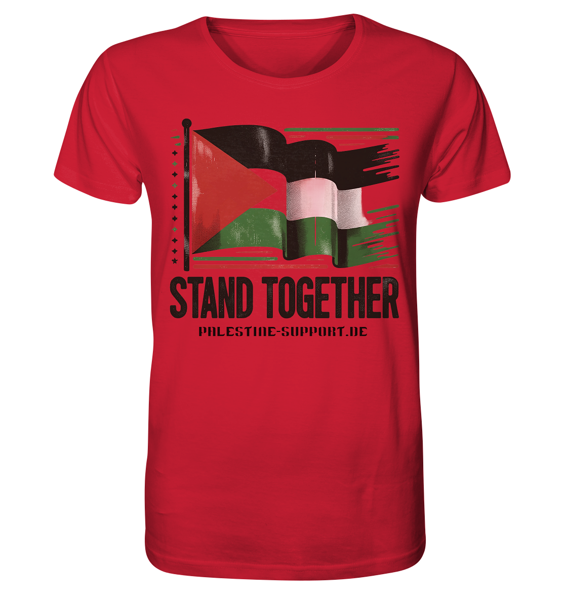 Herren Tshirt mit Stand Together Schriftzug mit Palästina Flagge in Red