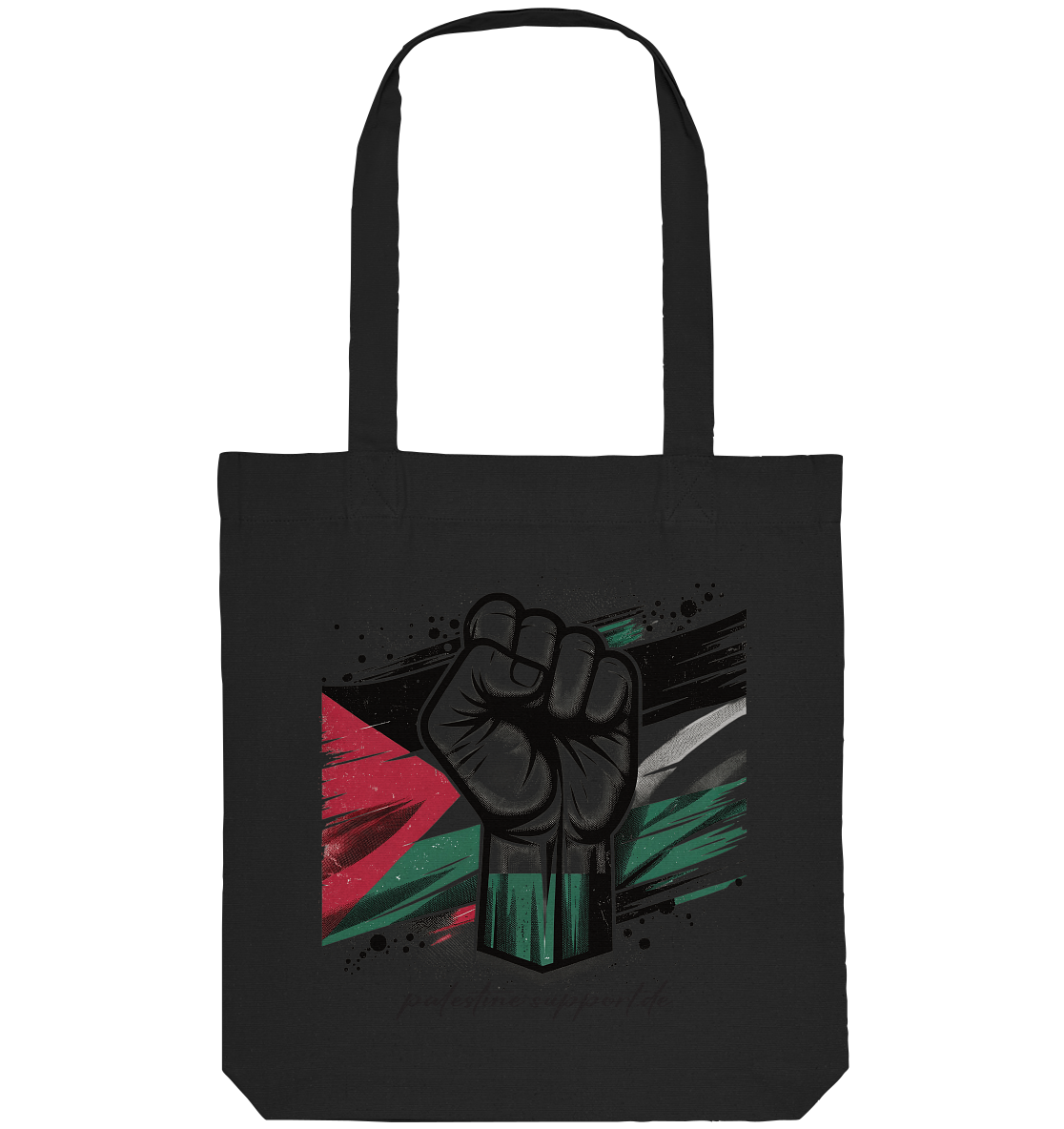 Stoffbeutel mit Griff und free Palestine Widerstand Symbol in Black