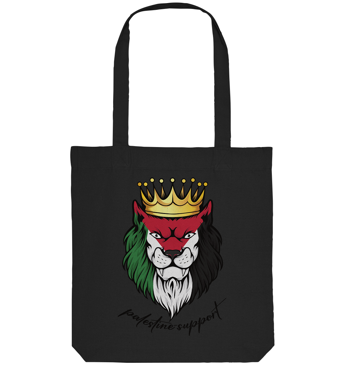 Tüte aus Baumwolle mit mutigen Palästina Löwen Style in Schwarz