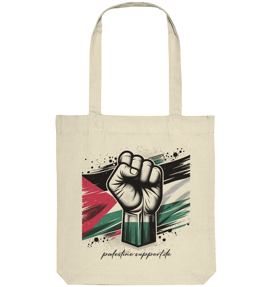 Einkaufstasche mit Griff und free Gaza Widerstand Symbol in Natural