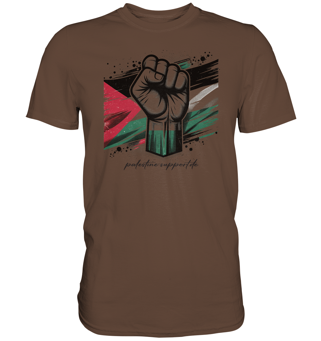 Herren Tshirt mit Widerstandssymbolik der Palästinenser in Pauli Chocolate