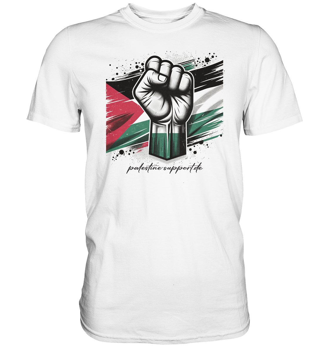 Herren Shirt mit Widerstandssymbolik der Palästinenser in White