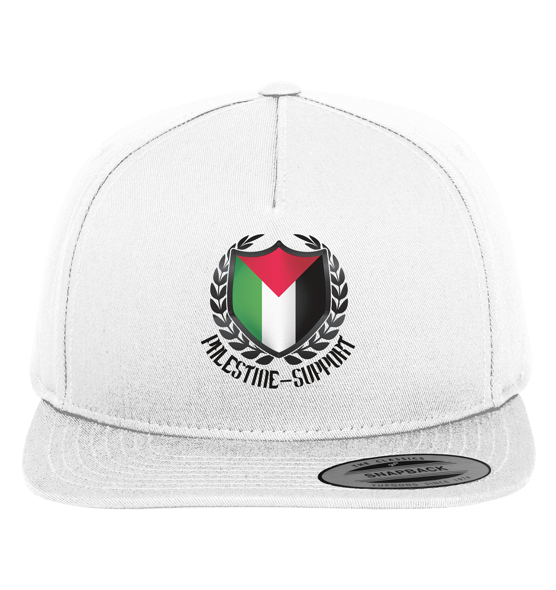 Snapback-Cap mit palestine-support.de Original Emblem in Weiß