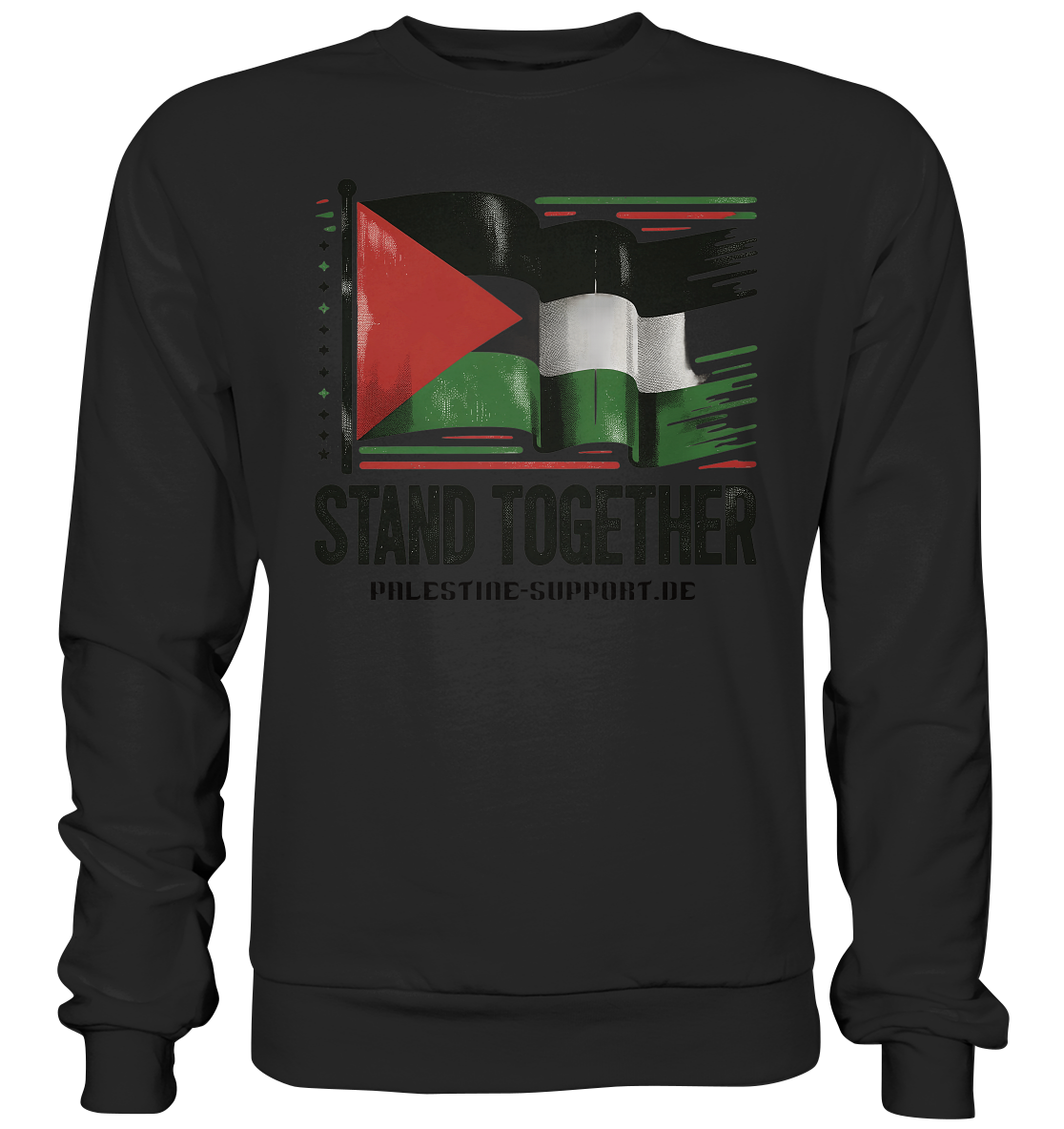 Unisex Sportliches Sweatshirt mit Stand Together Palestine Schriftzug in Schwarz