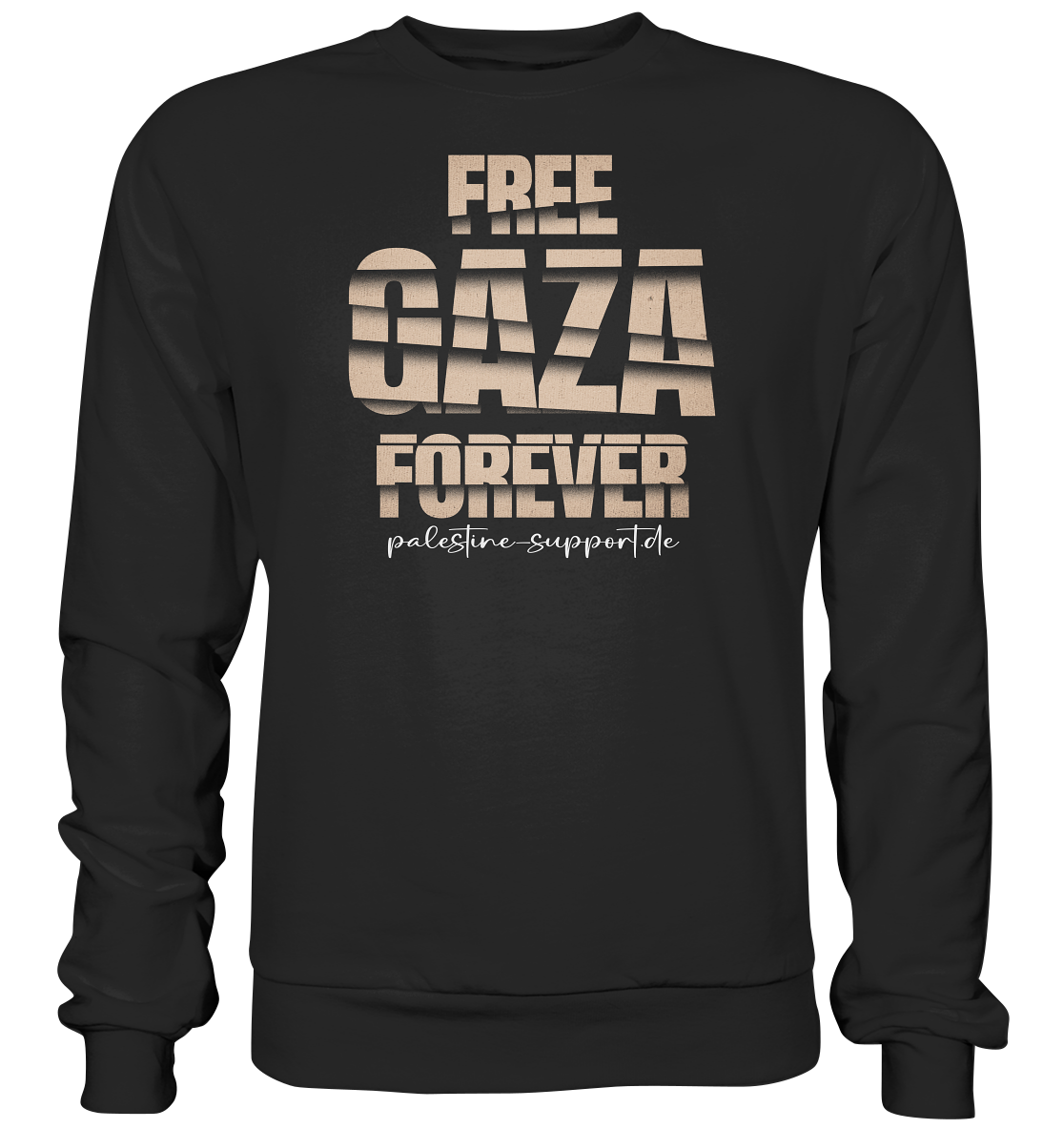 Free Gaza - Sweatshirt -mit palestine-support und Free Gaza Forever Gold-Schriftzug in Gitter Style in Black
