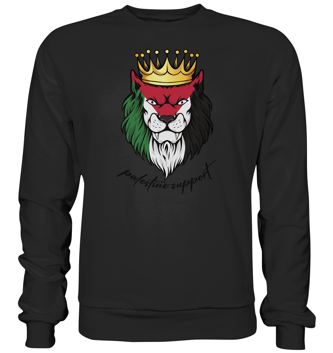 Unisex Streetwear Sweatshirt mit Gaza Löwen Motiv in Schwarz