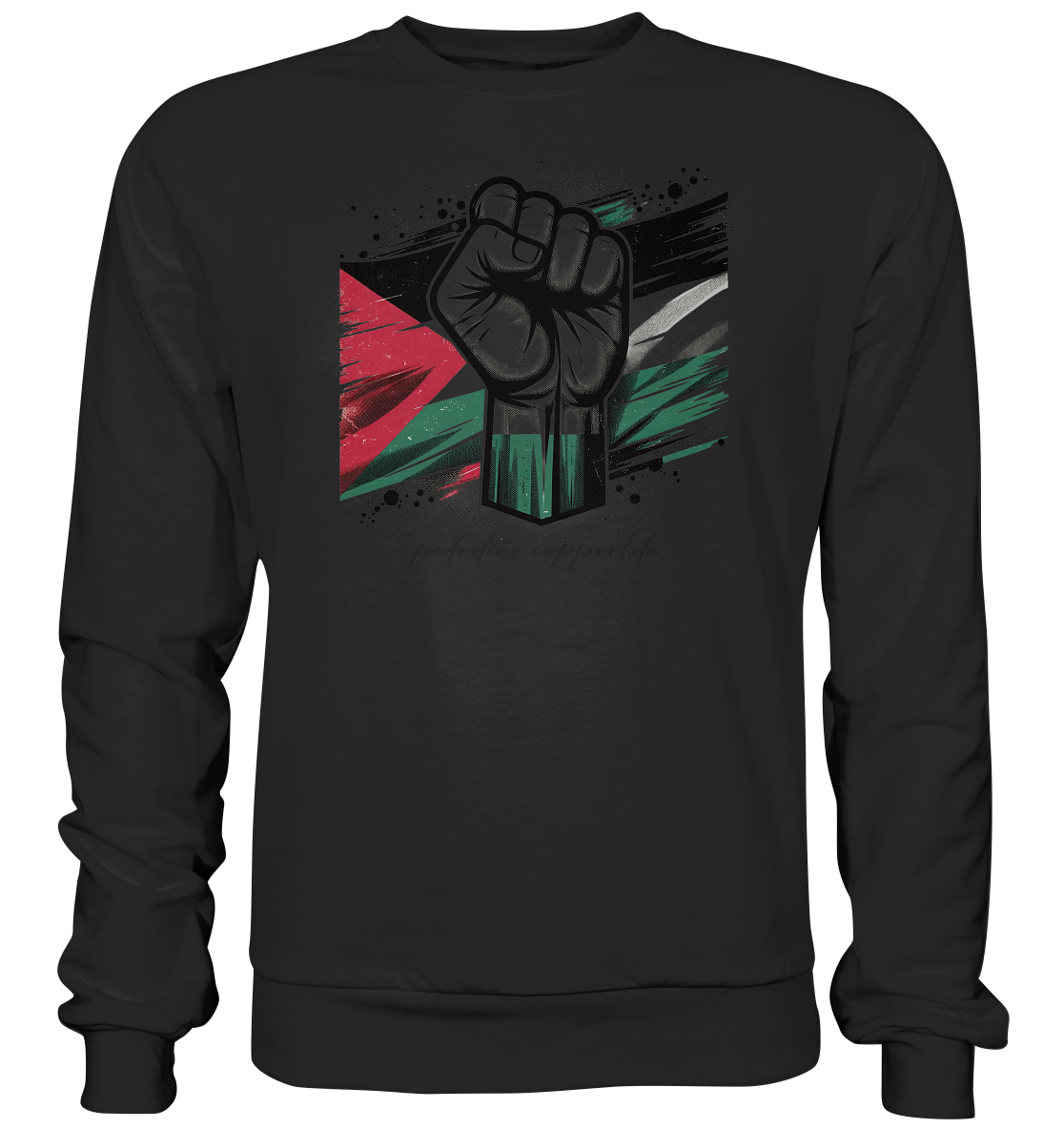 Streetwear Sweatshirt mit Resist Free Gaza Symbol in Black