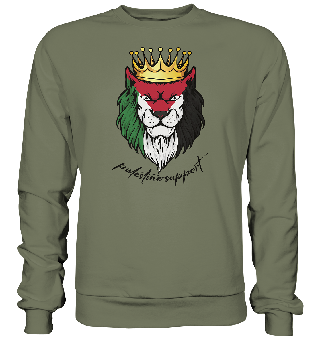 Unisex Sportliches Sweatshirt mit Gaza Löwen Motiv in Classic Olive