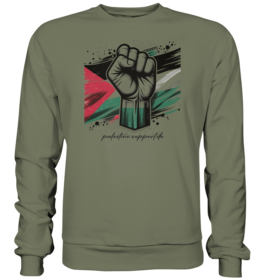 Sportwear Sweatshirt mit Resist Free Gaza Symbol in Khaki