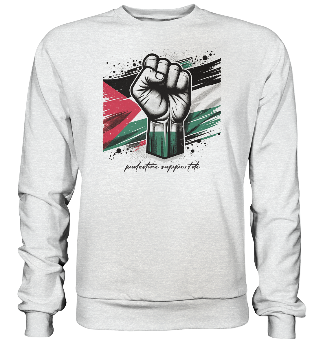 Streetwear Sweatshirt mit Resist Pro Palestine Symbol in White