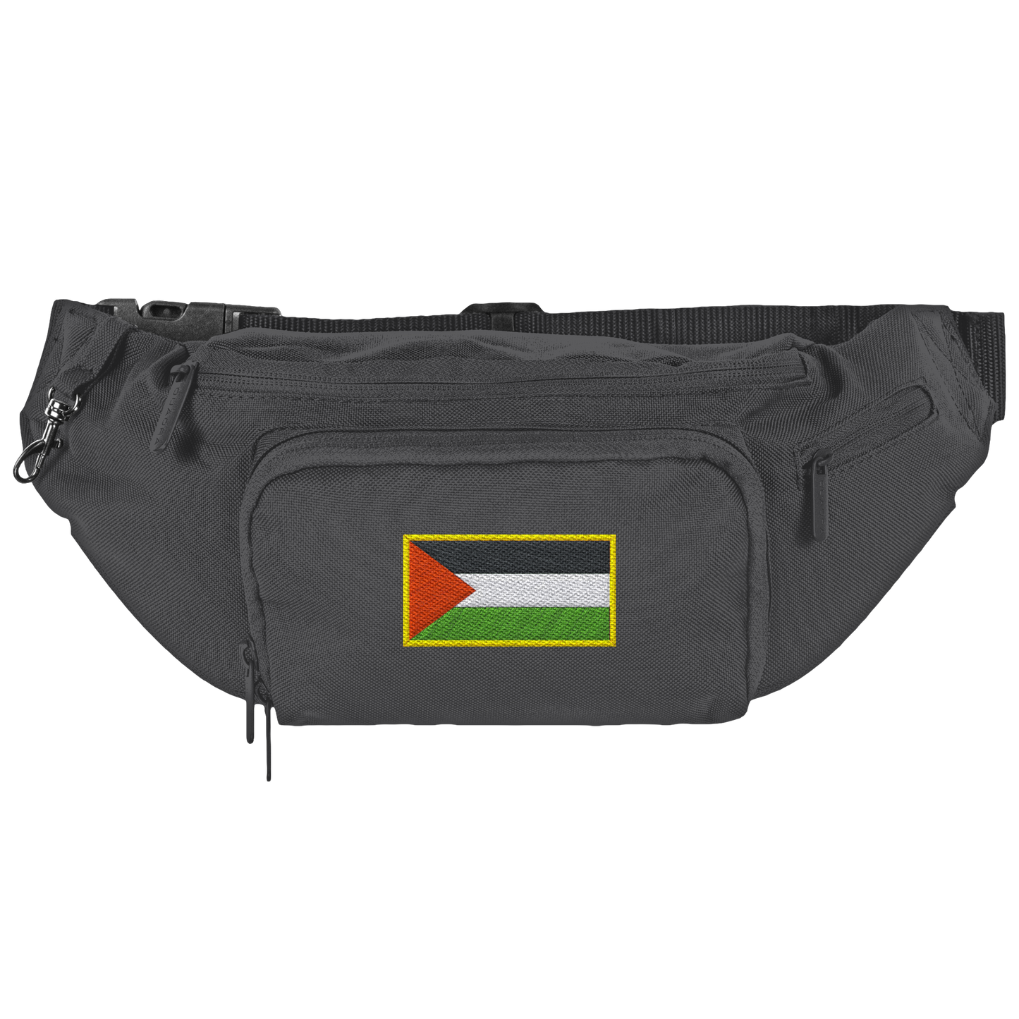 Graues Hip Bag mit gestickter Palästina-Flagge , verstellbarer Hüftgurt
