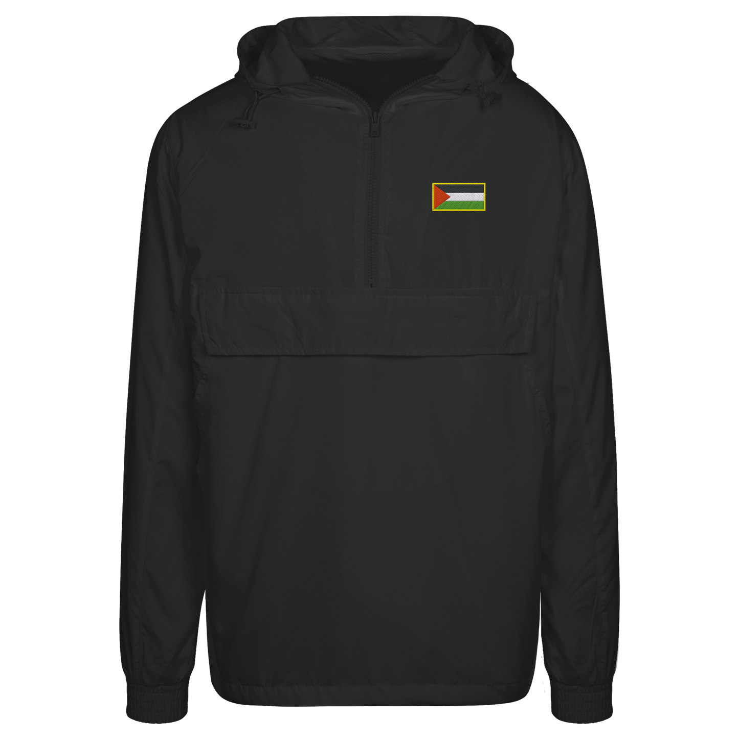 Windbreaker Jacke gestickt mit Gaza Zeichen in Schwarz